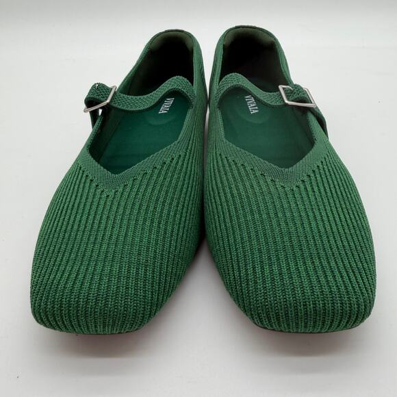 Vivaia Margot Mary Jane Comfort Old Money Arch Support Flats Forrest Green 7W - Picture 4 of 8